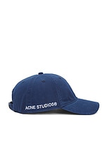 Acne Studios Baseball Cap Hat in Navy, view 3, click to view large image.