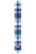 Acne Studios Vally Scarf in Indigo, Grey, & Light Blue, view 2, click to view large image.