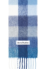 Acne Studios Vally Scarf in Indigo, Grey, & Light Blue, view 3, click to view large image.