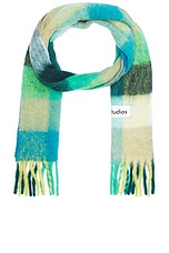 Acne Studios Vally Scarf in Jade Green & Yellow, view 1, click to view large image.