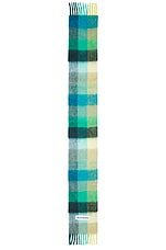 Acne Studios Vally Scarf in Jade Green & Yellow, view 2, click to view large image.