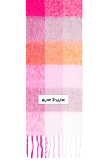 Acne Studios Vally Scarf in Pink, Fuchsia, & White, view 3, click to view large image.