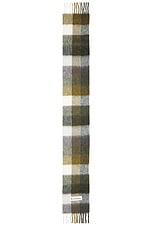 Acne Studios Mohair Checked Scarf in Taupe, Green, & Black, view 2, click to view large image.