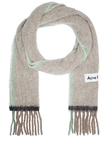 Acne Studios Mohair Fringed Scarf in Beige & Grey, view 1, click to view large image.