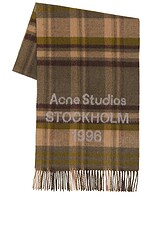 Acne Studios Venus Check 1996 Scarf in Olive Green & Grey | FWRD
