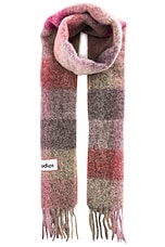 Acne Studios Plaid Fringe Scarf in Fuchsia, Lilac & Pink, view 1, click to view large image.