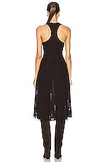 Acne Studios Sleeveless Distressed Knit Dress in Dark Brown, view 3, click to view large image.
