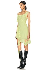 Acne Studios Asymmetrical Dress in Acid Yellow, view 3, click to view large image.