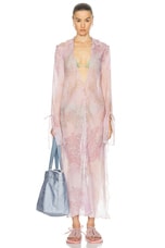 Acne Studios Daftan Lace Camo Long Sleeve Dress in Pink, view 1, click to view large image.