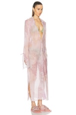 Acne Studios Daftan Lace Camo Long Sleeve Dress in Pink, view 2, click to view large image.
