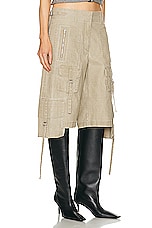 Acne Studios Long Short in Khaki Beige, view 2, click to view large image.