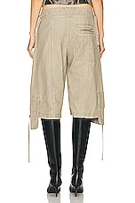 Acne Studios Long Short in Khaki Beige, view 3, click to view large image.