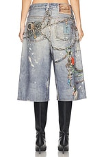 Acne Studios Judda Keychains Denim Short in Mid Blue, view 4, click to view large image.