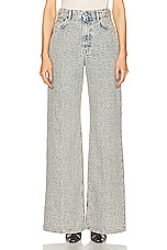 Acne Studios Monogram Wide Leg in Blue & Beige, view 1, click to view large image.