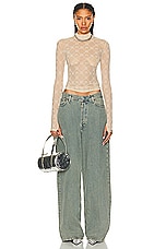 Acne Studios Dirty Wide Leg in Blue & Beige, view 4, click to view large image.