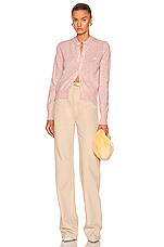 Acne Studios Solid Cardigan in Faded Pink Melange, view 5, click to view large image.