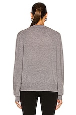 Acne Studios Face V Neck Sweater in Grey Melange, view 3, click to view large image.