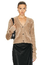 Acne Studios Crop Cardigan in Camel Brown, view 1, click to view large image.