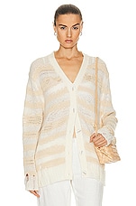 Acne Studios Distressed Cardigan in Off White & Ecru, view 1, click to view large image.