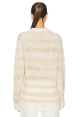 Acne Studios Distressed Cardigan in Off White & Ecru, view 3, click to view large image.