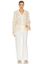 Acne Studios Distressed Cardigan in Off White & Ecru, view 4, click to view large image.