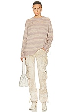 Acne Studios Distressed Sweater in Warm Beige & Champagne, view 4, click to view large image.