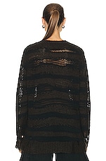 Acne Studios Distressed Sweater in Warm Charcoal Grey & Black, view 3, click to view large image.