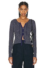 Acne Studios Distressed Cardigan in Midnight Blue, view 1, click to view large image.