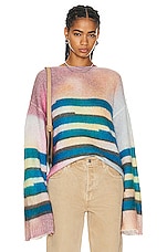 Acne Studios Stripe Sweater in Blue & Multi, view 1, click to view large image.
