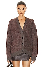 Acne Studios Knit Cardigan in Brown & Blue Melange, view 1, click to view large image.