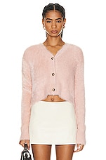 Acne Studios Crop Cardigan in Dusty Pink, view 1, click to view large image.