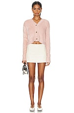 Acne Studios Crop Cardigan in Dusty Pink, view 4, click to view large image.
