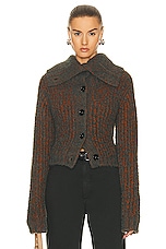 Acne Studios Crop Cardigan in Rust Brown & Multi, view 1, click to view large image.