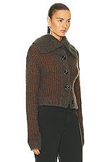 Acne Studios Crop Cardigan in Rust Brown & Multi, view 2, click to view large image.