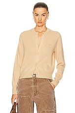 Acne Studios Face Regular Cardigan in Biscuit Beige, view 1, click to view large image.