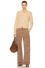 Acne Studios Face Regular Cardigan in Biscuit Beige, view 5, click to view large image.