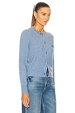 Acne Studios Face Regular Cardigan in Steel Blue Melange, view 2, click to view large image.