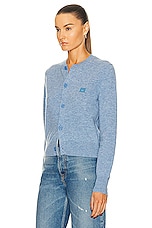 Acne Studios Face Regular Cardigan in Steel Blue Melange, view 3, click to view large image.