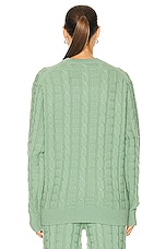 Acne Studios Face Knit Pullover Sweater in Sage Green, view 3, click to view large image.