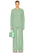 Acne Studios Face Knit Pullover Sweater in Sage Green, view 4, click to view large image.