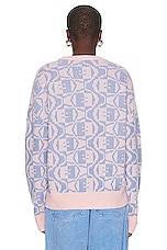 Acne Studios Face Knit Sweater in Faded Pink Melange & Light Blue, view 3, click to view large image.