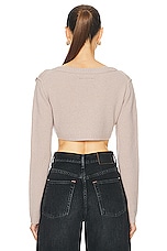 Acne Studios Cropped Cardigan in Sand Beige, view 3, click to view large image.