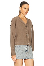 Acne Studios Cropped Cardigan in Mud Brown, view 2, click to view large image.