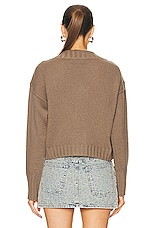 Acne Studios Cropped Cardigan in Mud Brown, view 3, click to view large image.