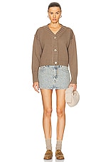 Acne Studios Cropped Cardigan in Mud Brown, view 4, click to view large image.