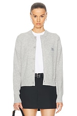 Acne Studios New Keva Face Cardigan in Light Grey Melange, view 1, click to view large image.