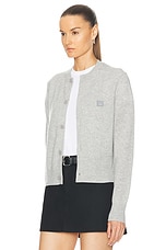 Acne Studios New Keva Face Cardigan in Light Grey Melange, view 3, click to view large image.