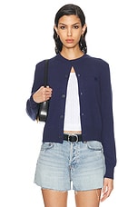 Acne Studios Face Cardigan in Midievel Blue, view 1, click to view large image.