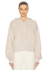 Acne Studios Felly Gothic Logo Zip Up Hoodie in Faded Grey, view 1, click to view large image.