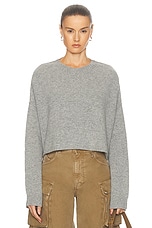 Acne Studios Crew Neck Crop Jumper in Grey Melange, view 1, click to view large image.